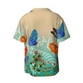 thumbnail image 2 of Xecao offers the Colorful Plants And Insects for Men's Casual Short-sleeved Shirt, a button-up collared shirt with a pocket, perfect for beach vacations and yacht travel in the 3X-Large size., 2 of 7