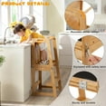 thumbnail image 5 of 4-in-1 Standing Tower for Toddlers and Kids 1-6 Years, Bamboo Kitchen Learning Helper Stool with Chalkboard, Desk Table, and Chair (Natural), 5 of 6
