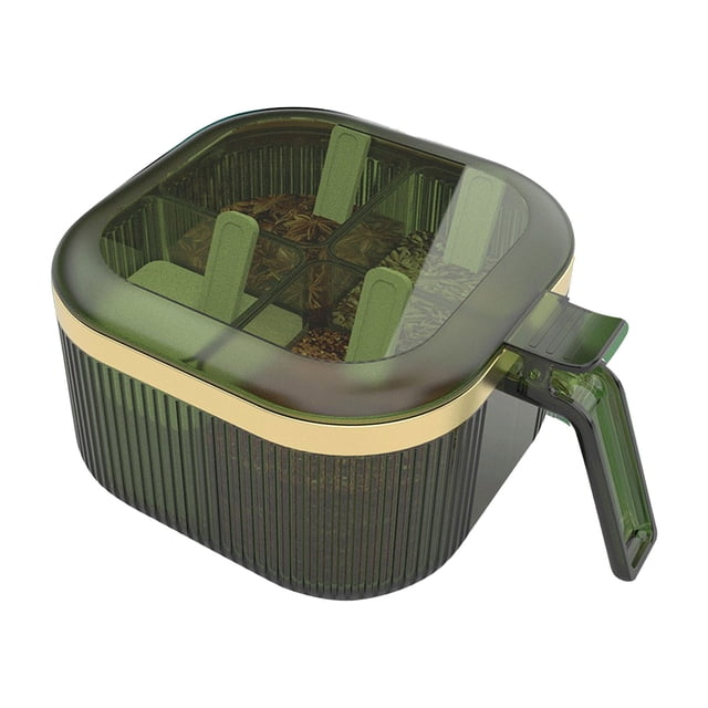 Petite Boîte de Rangement avec Couvercle 4 Compartiments Boîte à Épices avec Cuillères Séparées, Ingrédients Sains, 4 Compartiments de Rangement Fermés, Boîte à Épices avec Couvercle Boîte à Condiments, 4 Compartiments