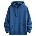 thumbnail image 3 of Momasggi Mens Big and Tall Fleece Lined Hoodies Pullover Fashion Solid Color Long Sleeve Casual Sweatshirts Drawstring Gym Hooded Sweatshirt with Pockets Blue XL, 3 of 9