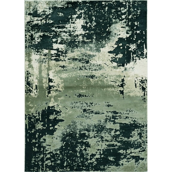 7' x 10' Polyester Silver Charcoal Area Rug