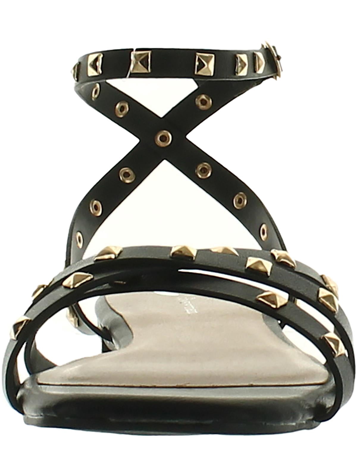 Journee Collection Womens Zendaya Faux Leather Studded Slingback Sandals