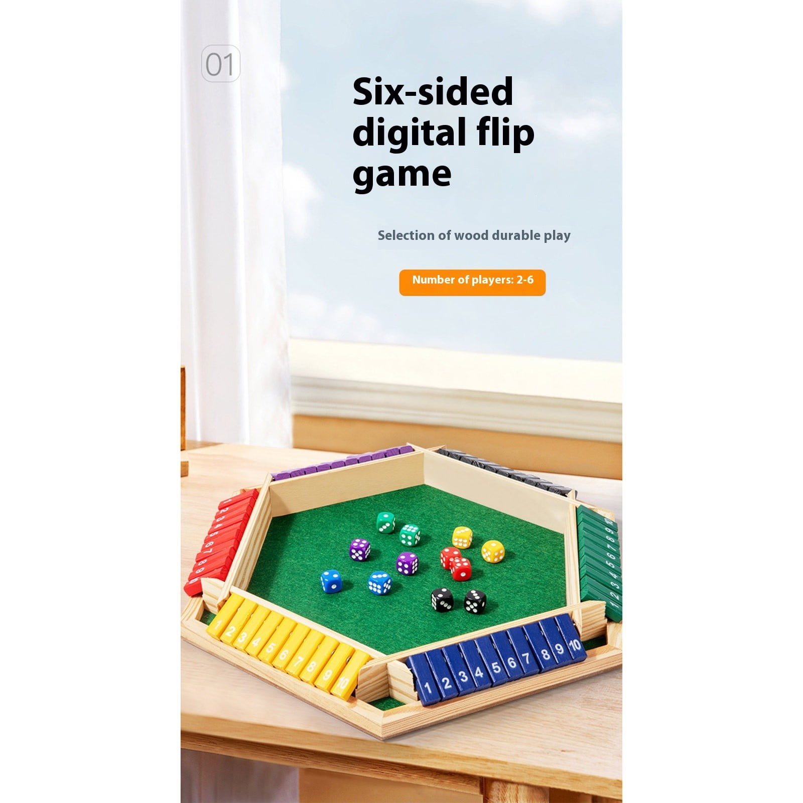 Shut The Box Wooden Dice Board Game, Classic Family Game for Up to 6 Players