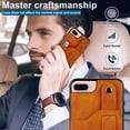 thumbnail image 7 of Dteck for iPhone 7 Plus / 8 Plus Slim Case, Shockproof Premium PU Leather Soft TPU Business Cover with Wrist Strap Kickstand Flip Stand Protection Case, khaki, 7 of 7