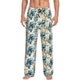 thumbnail image 1 of Fotbe Vintage Blue Flowers Pantalones de Pijama para Hombre, Pantalones de Dormir, Pantalones de Casa con Cintura Ajustable y Bolsillos-3X-Large, 1 of 6