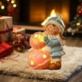 thumbnail image 5 of LED Ceramic Christmas Figurines - Light Up Boy & Girl Holiday Decor for Mantel, Tabletop & Bookcase (6.3 Inch Battery-Operated Night Light), 5 of 6
