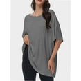 thumbnail image 2 of 3-pack Deep Gray&Green&Khaki Women's Plus Size T Shirts Oversized Tees Summer Half Sleeve Crew Neck Tunic Tops, 2 of 6