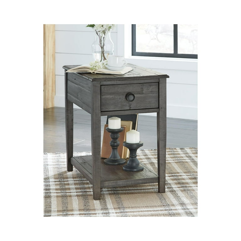 Signature Design by Ashley Borlofield Farmhouse Rectangular End Table with Drawer Gray