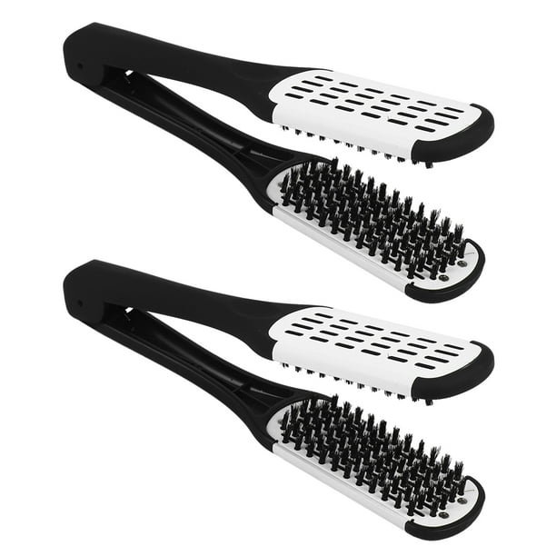 2X Cepillo de Alisado Profesional Herramienta de Peluquería Cepillo de 2 Caras Alisado Del Cabello