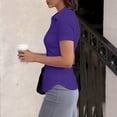 thumbnail image 4 of UDAUDU Women's Basic Button Down Shirt Short Sleeve Stretchy Business Collared Shirts Waitress Work Shirt Purple XL, 4 of 6