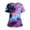 Purple, variant on Women Scrub Tops Hawaiian Print V-Neck Scrub Shirts Breathable Short Sleeve Nursing Uniform with Two Pockets and Side Slits Blue L