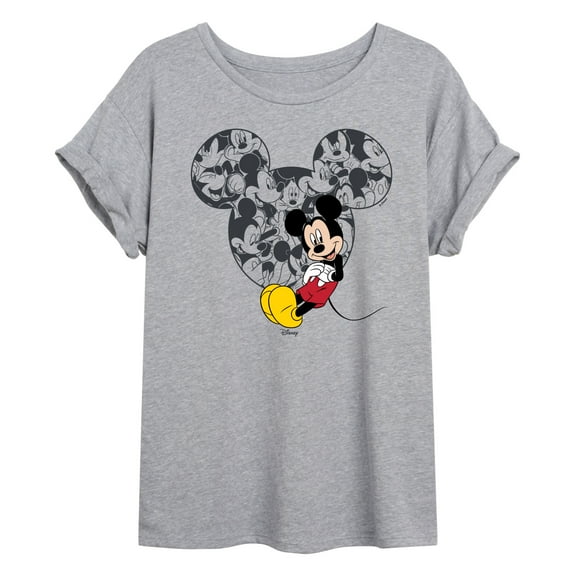Disney - Mickey Ear Pattern - Womens Oversized Graphic T-Shirt