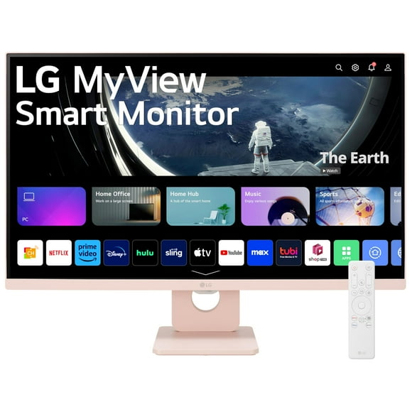 LG 27SR50F-P MyView Smart Monitor 27-Inch FHD (1920x1080) IPS Display, webOS 23, HDR 10, x2 Built-in Speakers, AirPlay 2, Screen Share, Bluetooth, ThinQ App, Remote Control, Pink