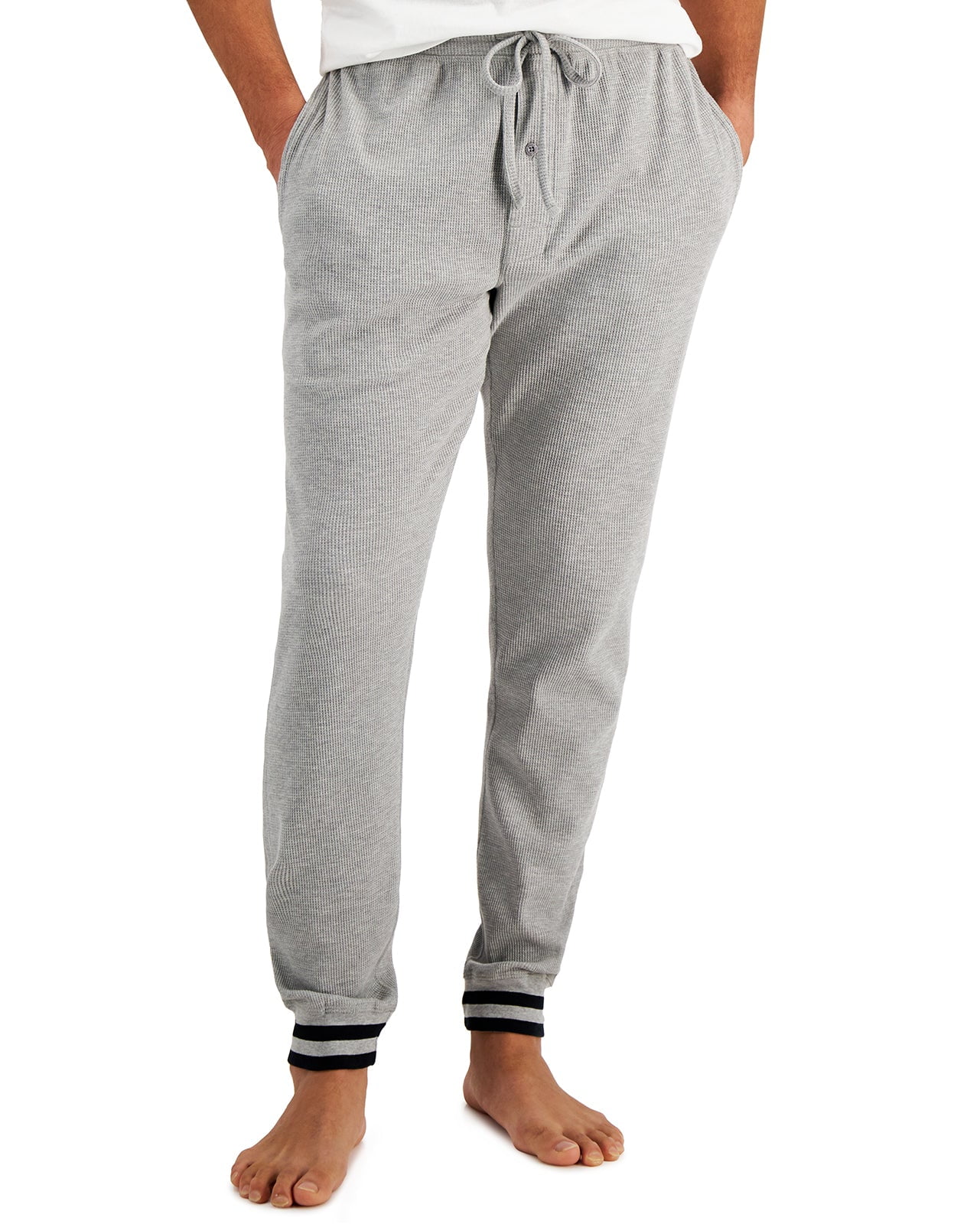 Hanes Men's Waffle Knit Sleep Jogger Pant Oxford Grey Heather, Large