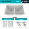 thumbnail image 3 of 33" x 22" Quartz Kitchen Sink, Double Bowl Sink, Drop-in Sink, Undermount Sink, Granite Kitchen Sink, Galaxy White Kitchen Sink, with Grids, Basket Strainer and Flange Lexicon Platinum LP-800TM-W, 3 of 8
