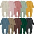 thumbnail image 2 of Qudderr 0-24M Boys Girls Zipper Rompers Pajamas for Baby Infants Snug Fit Jumpsuit Zipper Long Sleeve Unisex Onesies Newborn Spring Fall Winter Solid Color Bodysuit Sleepers, 2 of 9
