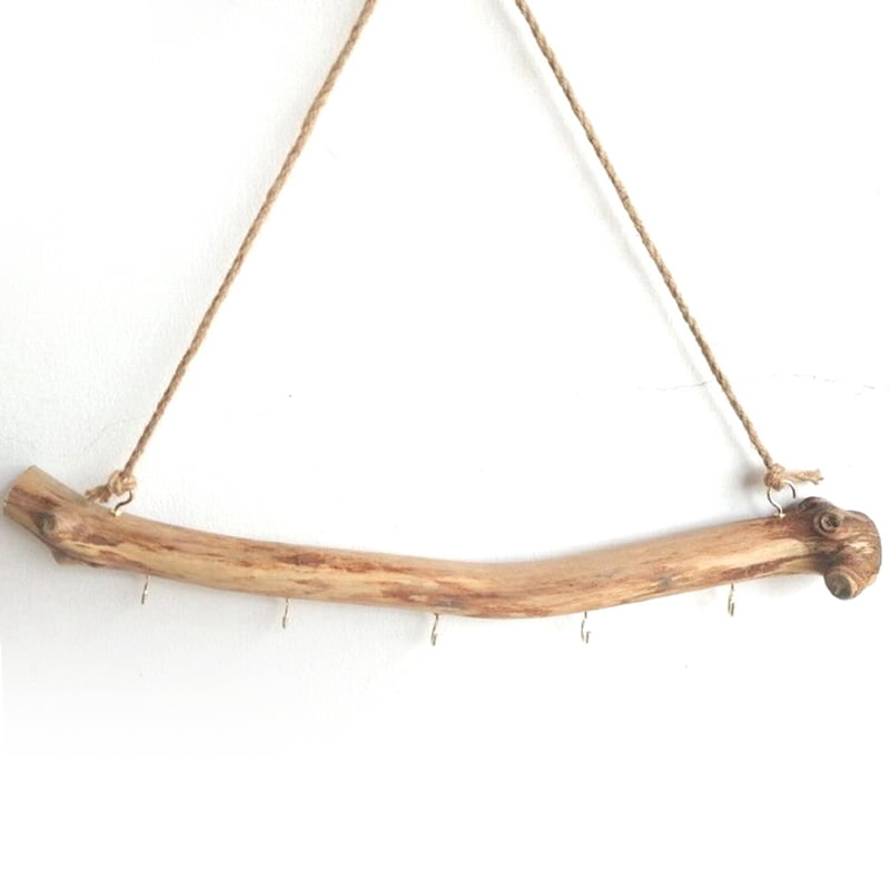 10Pcs Natural Driftwood Decorative Branches Farmhouse Home Wall Hanging Decor Hanging Jewelry Organizers with 5 Hooks