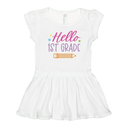 

Inktastic Back to School Hello 1st Grade with Pencil Gift Toddler Girl Dress
