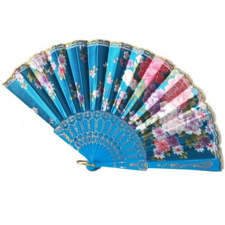 

ZDMATHE Chinese/Spanish Style Dance Wedding Party Lace Silk Folding Hand Held Flower Fan