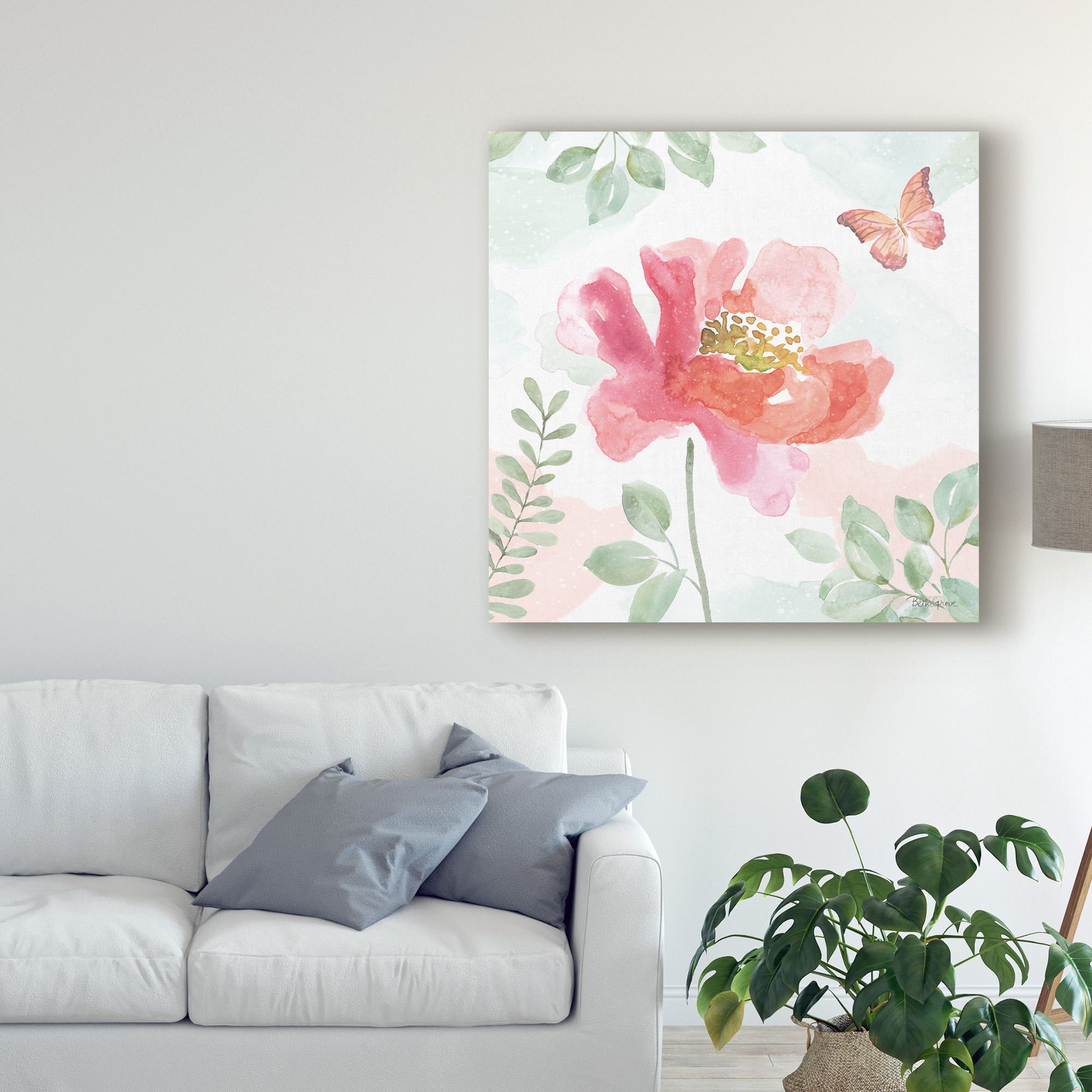 Trademark Fine Art 'Watercolorful Pink and Green II' Canvas Art by Beth Grove