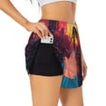 thumbnail image 1 of Balery Neon Sunset Cyberpunk Cityscape Pantalones cortos deportivos para mujer con forro y dos bolsillos, elásticos, para entrenamiento, gimnasio, yoga-Large, 1 of 7