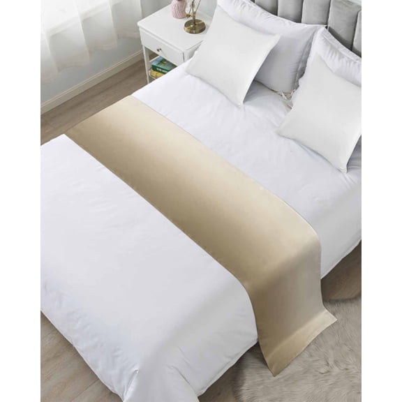 Xipuska Brown Beige Bed Runners for King Size Bed, Decorative Bed Throws for Foot of Bed, Gradient Monochrome Modern Country Bed Runner Sofa Throw Bedding Scarf Protector Slipcover for Bedroom/Hotel