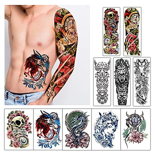 10 Styles Realistic Body Arm Art Temporary Fake Tattoo Sleeves Women Men Sleeve 