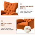 thumbnail image 4 of Modern Velvet Accent Chair Upholstered Sofa Armchair Button Tufted Metal Legs Adult Bedroom Home Living Room Orange, 4 of 10