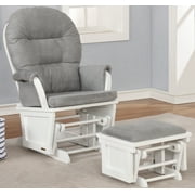 Lennox Glider Rocker with Ottoman white and Grey