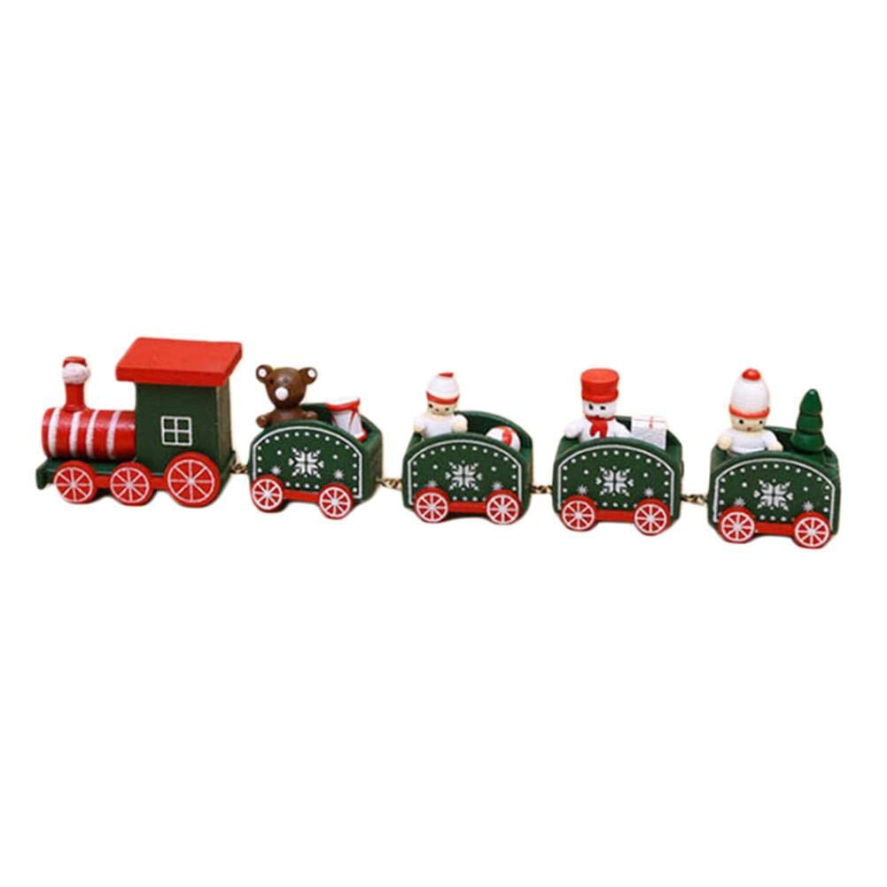 Christmas Kids Gifts Wooden Train Santa Claus Xmas Festival Ornament Home Decor