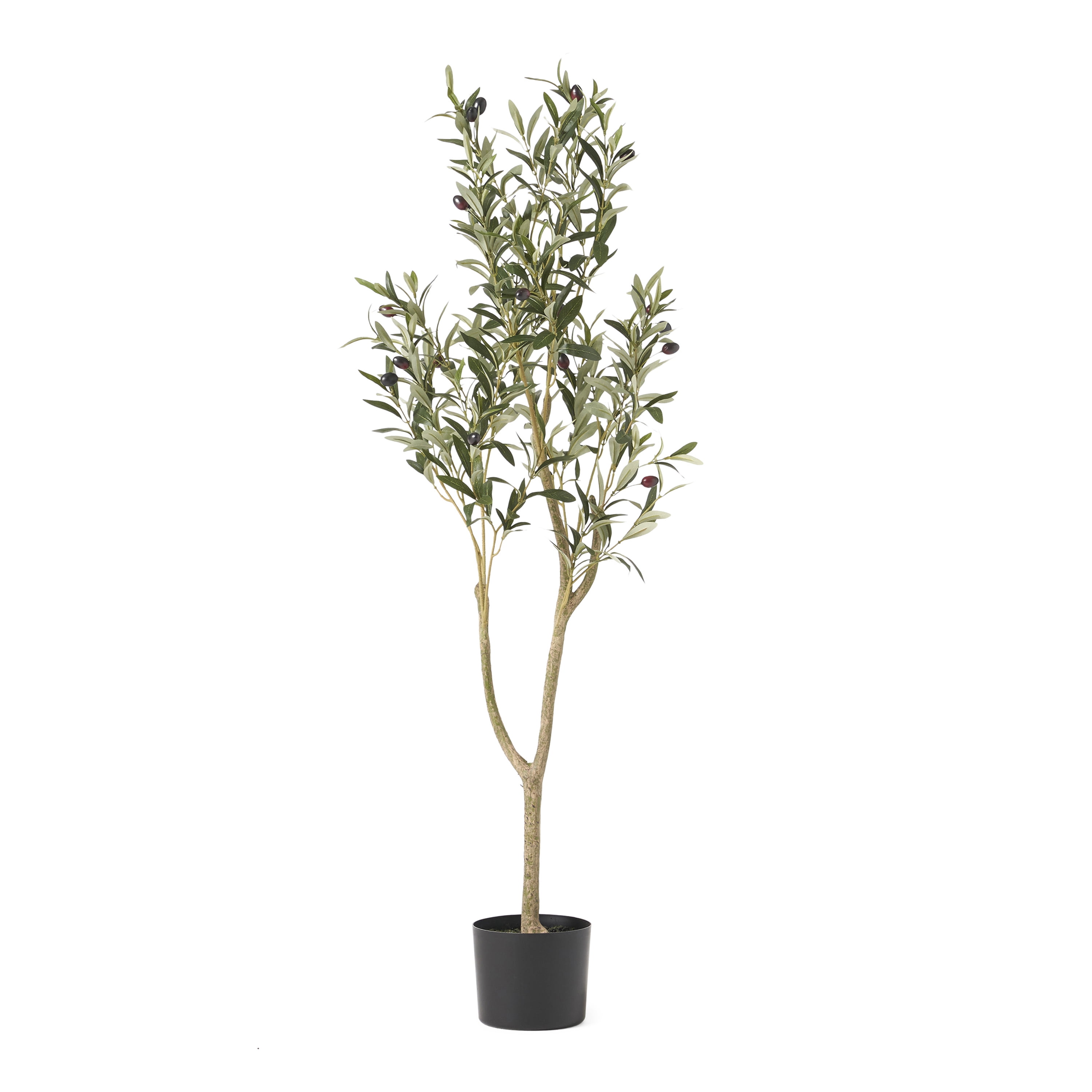 Euroco 3.9FT Artificial Olive Tree, 47" Tall Fake Potted Olive Silk Tree with Pot & Natural Trunk for Home Office Living Room Decor Indoor