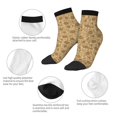 thumbnail image 5 of Rateoe Brown Flowers Pattern Quarter Crew Socks,Toe Seamed Ankle Socks,Cotton Cushioned Breathable Athletic Crew Sports Socks, 5 of 7