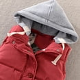 thumbnail image 4 of CILENON Womens Jackets Dressy Casual Women Vest Female Warm Sleeveless Jacket Cotton Solid Hooded Vest for Outerwear (Wine Red,M), 4 of 6