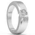 thumbnail image 2 of Pompeii 1/2Ct Men's Diamond Brushed Solitaire Diamond Wedding Ring Lab Grown in Gold, 2 of 6