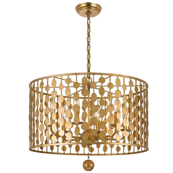 Crystorama Layla 6 Light Antique Gold Chandelier - 23.75'' W x 18.7'' H