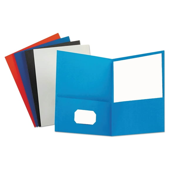 Universal Two-Pocket Portfolio, Embossed Leather Grain Paper, Assorted Colors, 25/Box (56613)