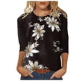 thumbnail image 1 of TSADFHJI T-Shirt à Manches Longues pour Femmes en Coton Hauts Mi-Longs Manches Trois-Quarts T-Shirts Graphiques T-Shirts Décontractés Col Rond Tunique S Blanc, 1 of 5