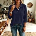 thumbnail image 5 of Dweltoz Womens Button Down Polo Shirts Casual Long Sleeve Collared Golf Top Trendy Office Solid Tennis Shirts Lightweight Breathable Athletic Tops,Dark Blue 3XL, 5 of 6