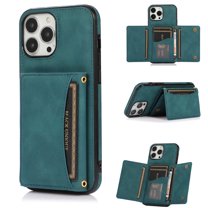 Allytech for iPhone 13 Pro Case with Double Magnetic Clasp, Wallet PU Leather Cover Hands-Free Kickstand Back Card Slots/Cash Holder Flip Scratch Free Case for iPhone 13 Pro 6.1" 2021[5G], Blue