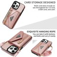 thumbnail image 5 of Nalacover for iPhone 14 Pro Zipper Wallet Case,Luxury Premium PU Leather Back Soft TPU Magnetic Buckle Flip Card Pocket Shockproof Slim Cover with Adjustable Crossbody Shoulder Strap,Pink, 5 of 15