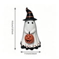 thumbnail image 3 of Hotyverty Cute Witch Hat Ghost Holding Pumpkin Resin Figurine, Spooky Tabletop Decor for Mantel Shelf Tiered Tray Halloween Party, Unique Halloween Gift for Fall Home Decor Collector & Gothic Lovers, 3 of 5