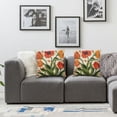 thumbnail image 3 of COMIO Pack of 2 Decorative Throw Pillow Cover Farmhouse Floral Pillowcase for Living Room Sofa Bed (Orange Tulip) White, 3 of 6