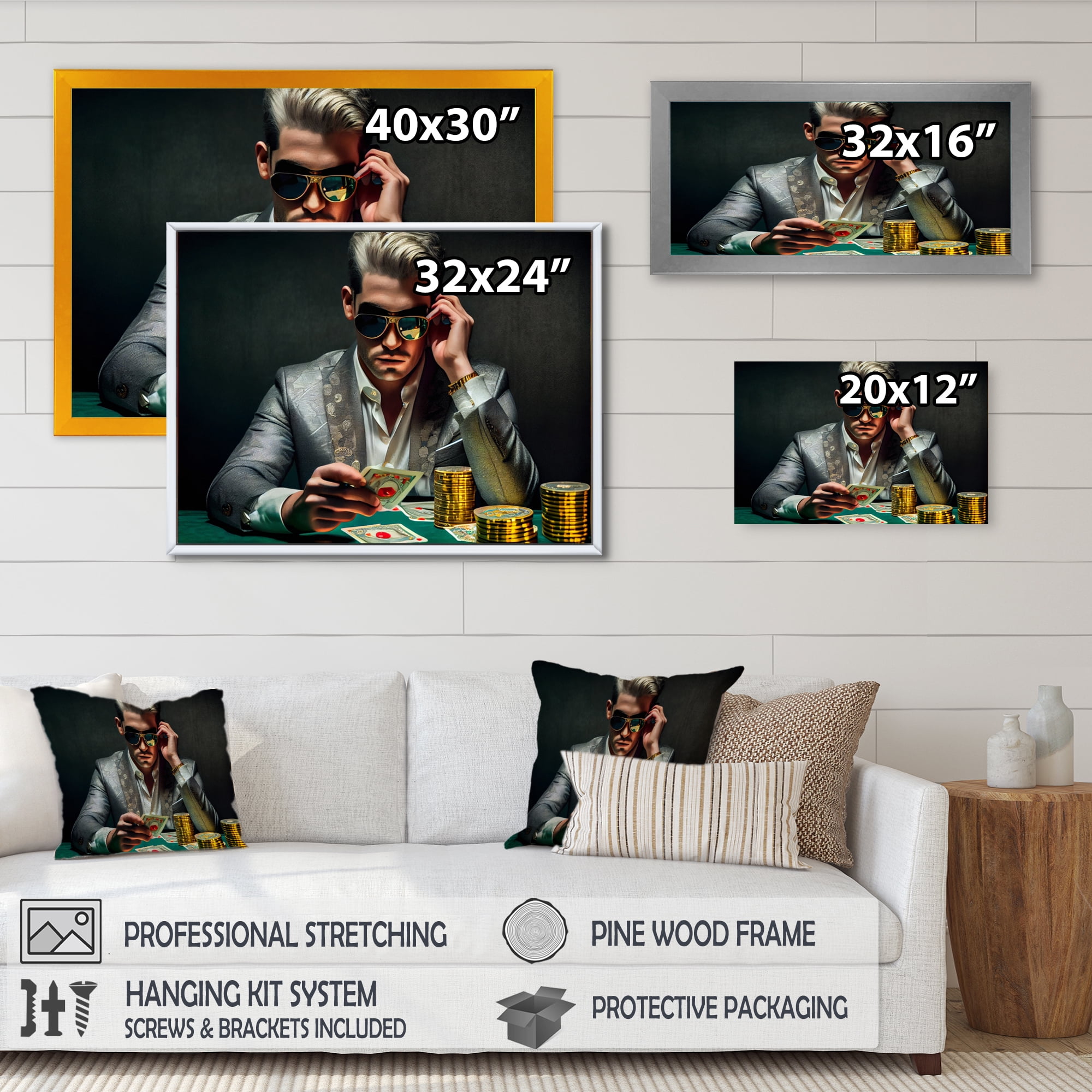 Designart Photorealistic Of Man Gabling II Canvas Wall Art