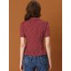 thumbnail image 4 of Blusa de lunares con corazón dulce para mujer, cuello en V, manga corta, casual, con botones rojo XL, 4 of 6