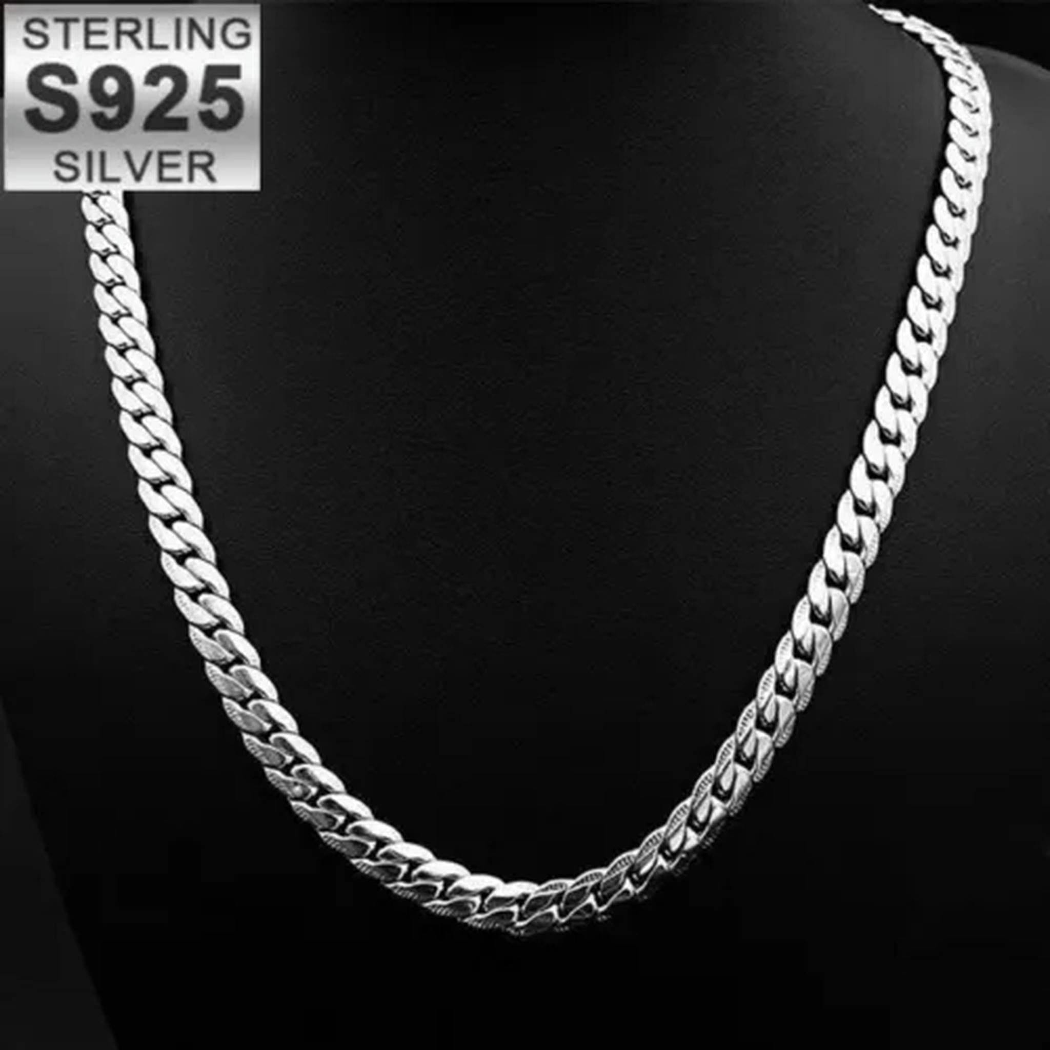 アクセサリー DOWNmollive SILVER CHAIN NECKLACE QQTDFG 925 Sterling Silver 5MM Sideways Chain Necklace For Men