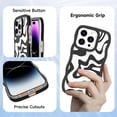 thumbnail image 4 of for iPhone 14 Pro Max Case for Women Girls, Cute Curly Wave Frame Shape Design, Solid Color Lines Water Pattern for Women, Shock-Absorbing and Fall-Resistant for iPhone 14 Pro Max 6.7"-Black, 4 of 12