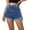 hgg216-Blue, variant on Women Casual Denim Shorts Button Down Adjustable Waist Raw Hem Straight Leg Shorts Vacation Short Pants with Pockets