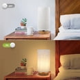 thumbnail image 4 of Lámpara de mesa de noche pequeña para dormitorio, lámpara de mesita de noche minimalista con pantalla redonda de lino de tela, lámpara de escritorio de lectura de estudio para habitación de niños, sal, 4 of 5