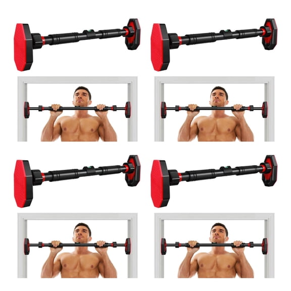 Pull Up Bar, 4pcs Strength Training Chin up Bar without Screws, Adjustable 25.5''-39'' Width Pull-up Bar for Doorway