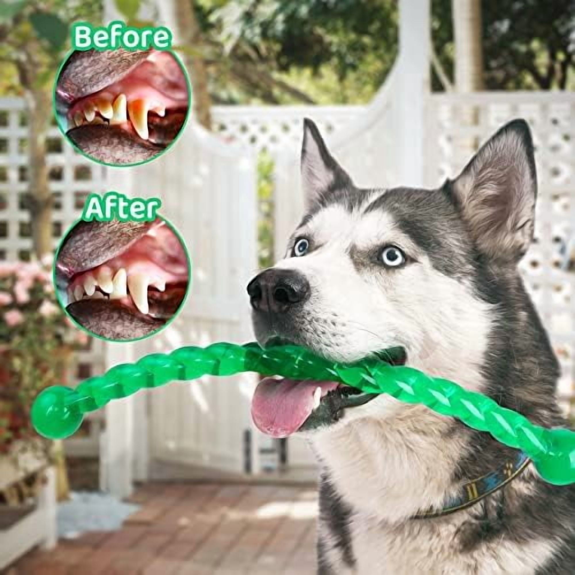 Dog Chew Toys 19'' Long for Medium/Large Dogs Aggressive Chewers, Rubber Dog Rope Toys Knot Teething Toys Almost Indestructible